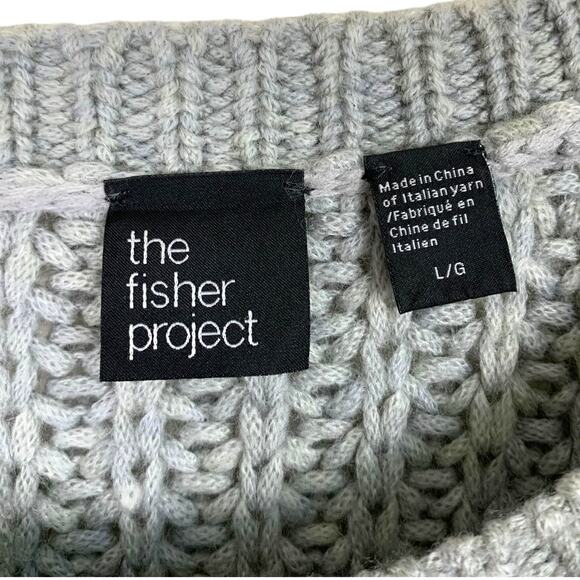 THE FISHER PROJECT Womens Large Gray Chunky Merino Knit Hi Lo Sweater - Picture 8 of 9